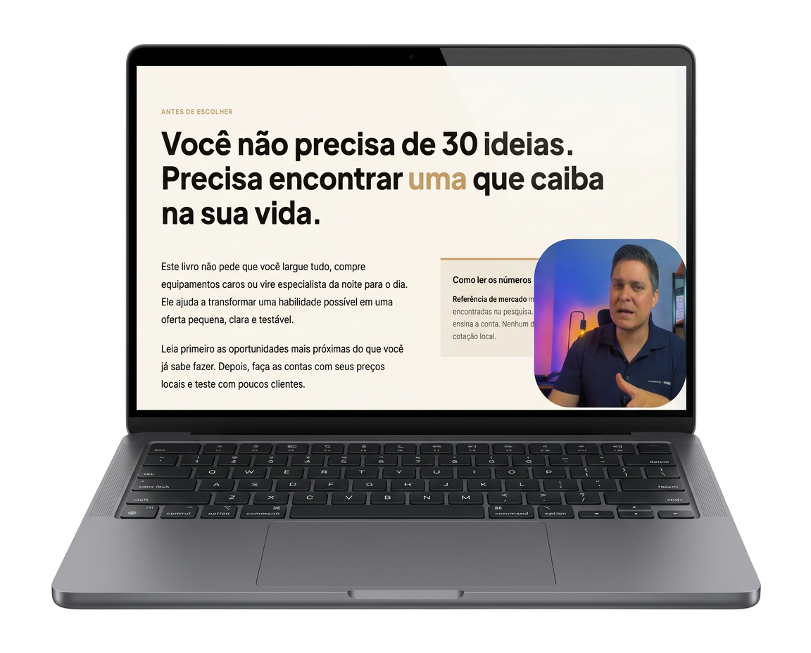 Notebook exibindo Eri Rodrigues na aula Do Zero à Primeira Oferta